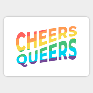 Cheers Queers Pride LGBTQ Gay LGBT Ally Rainbow Flag Magnet